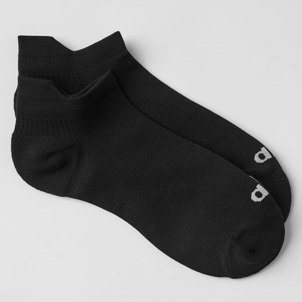 NWT ALO Unisex Performance Tab Sock, Black/Titanium, size L